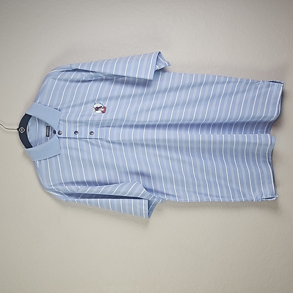 Pinehurst| Men's Blue/White Golf Athleisure Stripes Pinehurst No. 2 Polo Sz S